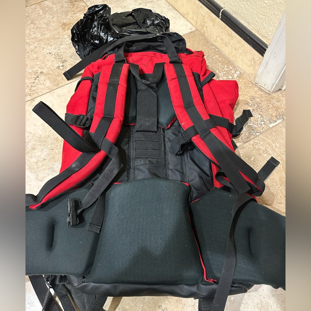 Red Backpacking Backpack With 4 Pockets, Internal… - image 2